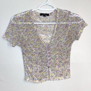See through floral top